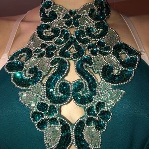 PROM/ FORMAL DARK GREEN DRESS HALTER NECK